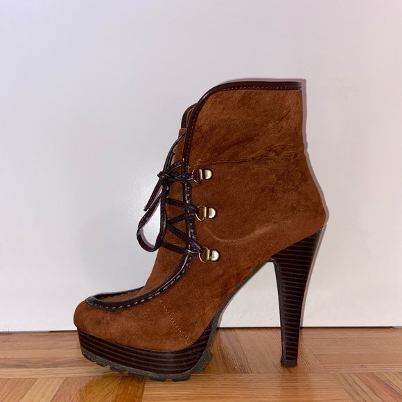 Suede Winter Boot Heel || Rusted Brown - Picture 8 of 8